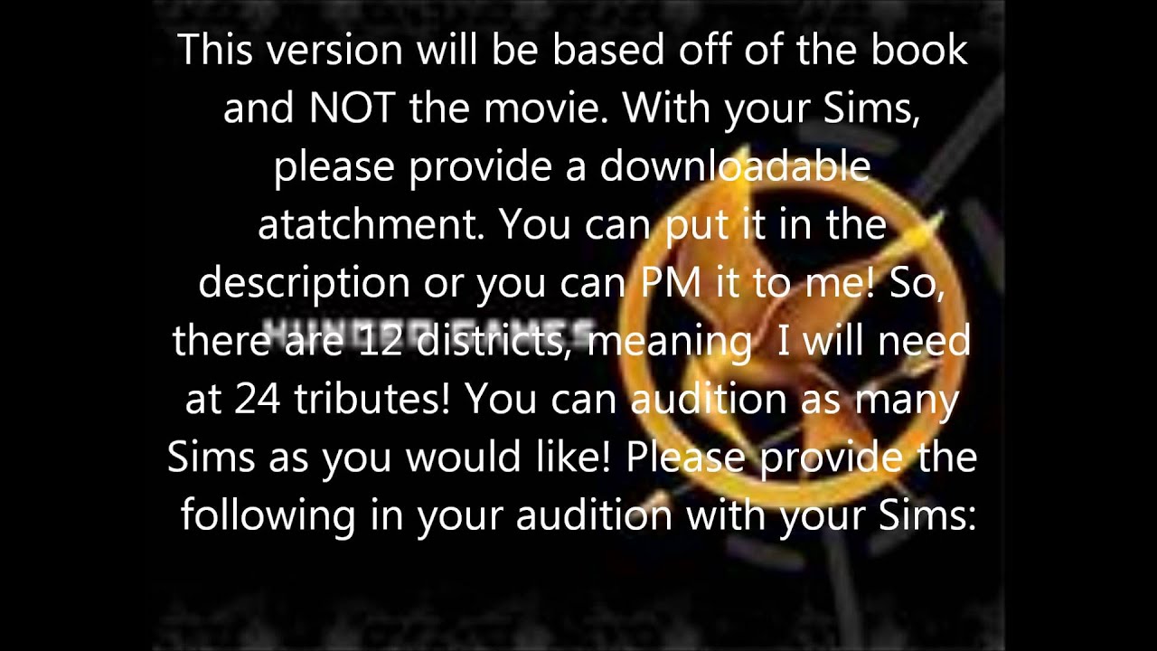Hunger Games Sims 2 Auditions (OPEN)