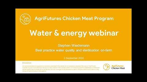 Best management practice for water quality and sterilisation on farm