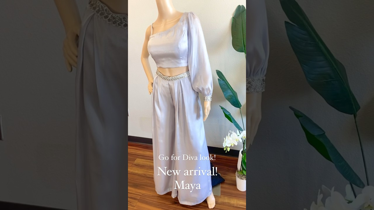 chic grey palazzo pant and crop top ensemble – for that undeniable diva look. ✨ 