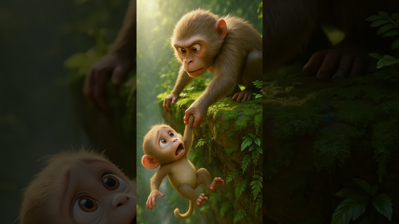Against the Odds: A Monkey's Rescue 😨😨 #shorts #ai #story