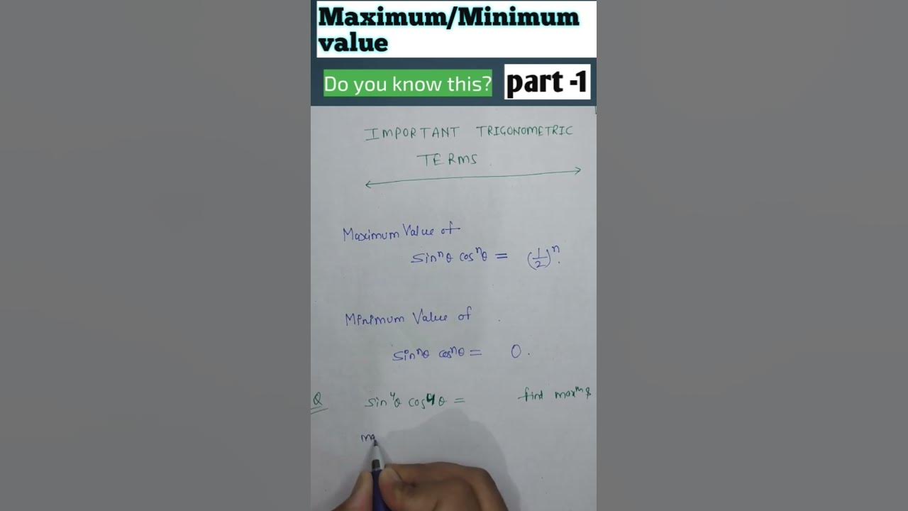 Maximum and minimum value of sinx cosx mathandtechbyar youtube