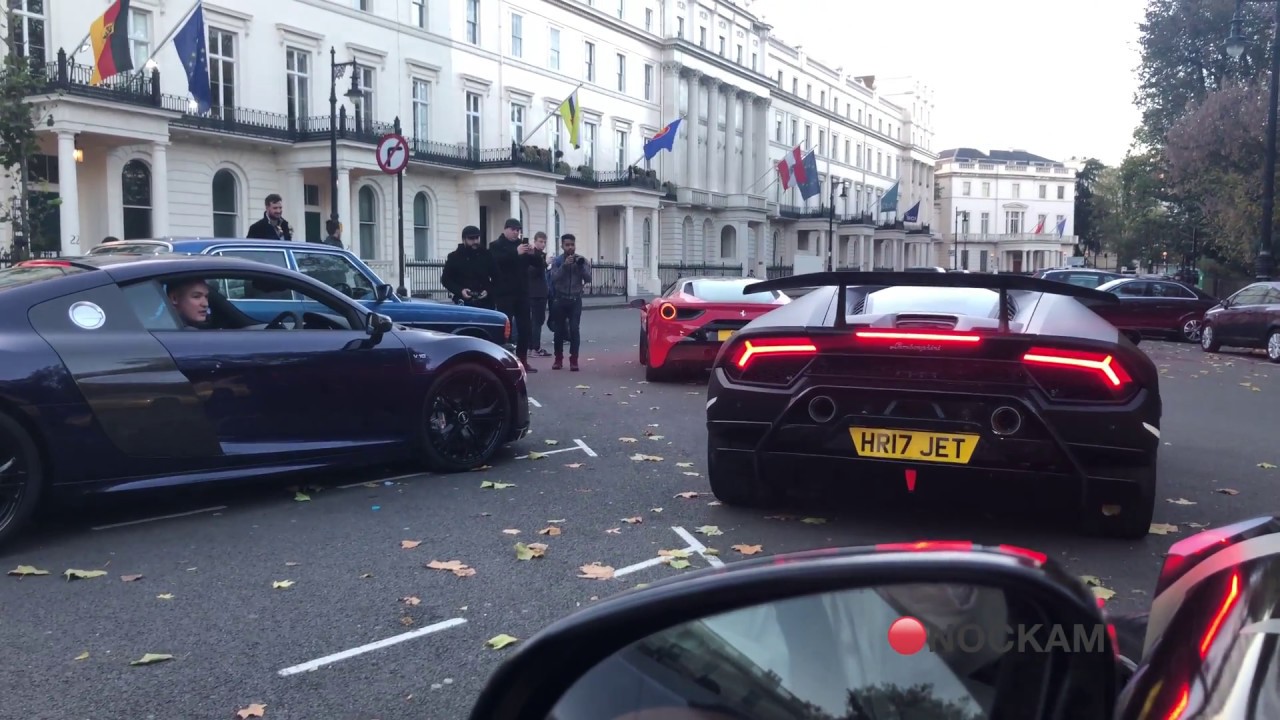 Supercar Convoy with Archie Hamilton R8 & Rana65556 Huracan Performante ...