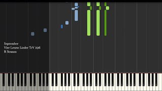 September - Vier Letzte Lieder TrV 296 - R Strauss - Synthesia Piano Tutorial