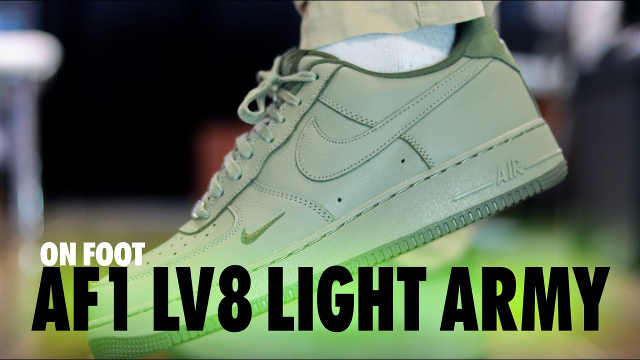 ☆大人気☆Nike Air Force 1 ’07 LV8 LIGHT ARMY/CARGO KHAKI ON FOOT! Nike Air Force 1 LV8 Light Army Cargo Khaki Schopes