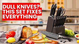 Dull Knives? This Set Fixes Everything: Amorston 15 Pieces Knife Set with Built in Sharpener