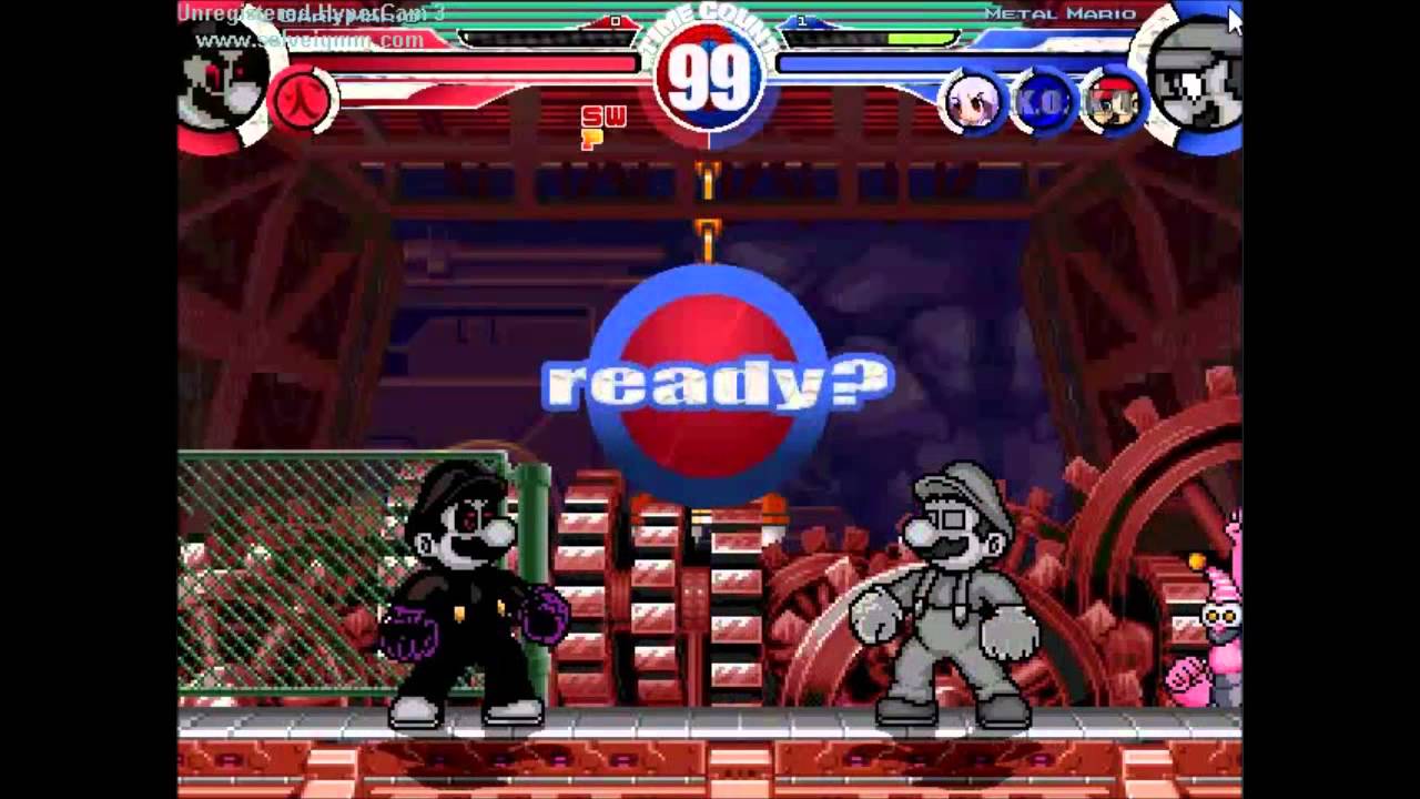 Mugen Battle #8: Dark Mario vs. 3 Marios and a Lunar Rabbit