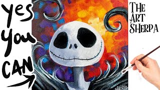 Fan Art Jack Skellington 🌟🎨 How to paint acrylics for beginners: Halloween tutorial