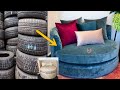 DIY TYRE TO SOFA// Transforming a car tyre to an amazing comfortable sofa