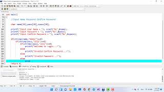 (eps10) Input Name Password and Confirm Password - condition in c programming by Coding Lab Academy