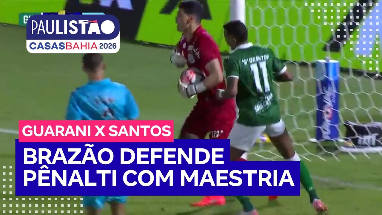 Gabriel Brazão herói! Goleiro do Santos faz 'defesaça' em pênalti