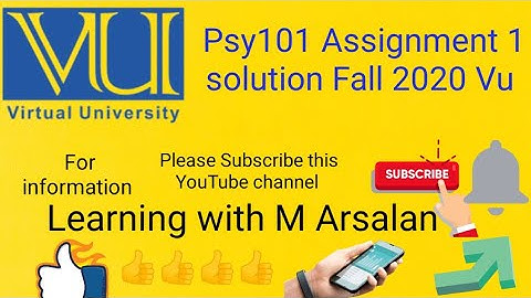 Psy101 Assignment 1 solution Fall 2020 Vu |Learning With M Arsalan |