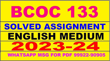 bcoc 133 solved assignment 2023-24 | bcoc 133 solved assignment in english 2024 | bcoc 133 2024