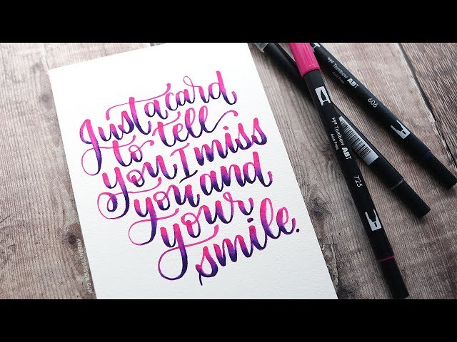 Marker Blended Lettering Card - Tombow Dual Brush Pens