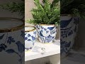 Raz 8" Set of 2 Blue Bird Delft Cache Pot Christmas Home Decoration 4651089
