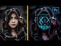 [ Photoshop Tutorial ] HOW TO ADD NEON MASK IN PHOTOSHOP - Photo Editing