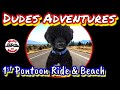  dudes 1st pontoon ride and trip to the beach  can i swim