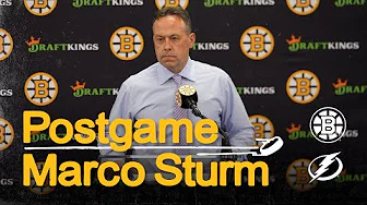 Marco Sturm speaks to media after 4-3 loss to Lightning