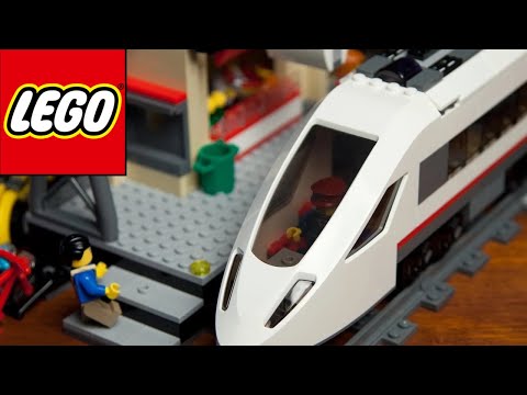 Lego High Speed Passenger Train 60051 with Train Station 60050 [Unboxing - Build - Review]