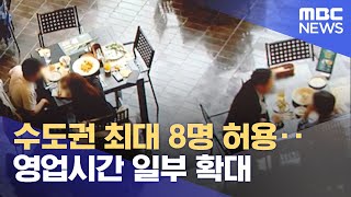 수도권 최대 8명 허용‥영업시간 일부 확대 (2021.10.16/뉴스투데이/MBC)