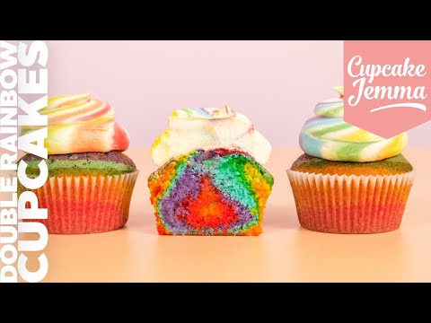 EPIC Double Rainbow Tie Dye Cupcakes | Cupcake Jemma