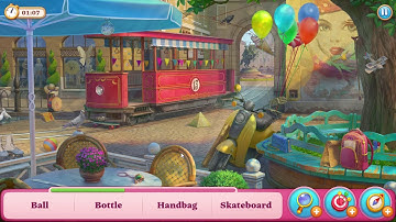 Manor Matters hidden items #36 Town square hard level - failed in  Tube, Bottle, Apple | Envelope