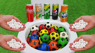 Football VS Coca Cola, Pepsi Twist, Fanta, Sprite, Yedigün and Mentos in the toilet