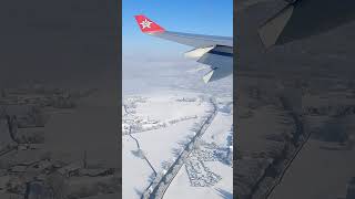 Airbus A340 lands with wonderful snow #winter #snow #aviation #short #traveling #zurich #viralvideo