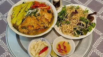 Cách nấu bún cá dọc mùng (bạc hà) thơm ngon chuẩn vị #120 Fish noodle 🐠along mosquito net