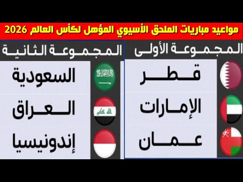 مواعيد مباريات الملحق الاسيوي المؤهل لكأس العالم 2026