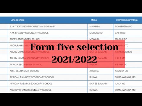 Selection Form five 2022 to 2023 download