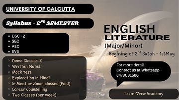 CU CCF Sem-2 English Major / Minor Syllabus, Strategy and Suggestion 2025