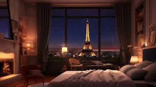 Fall Asleep Instantly with Calming Rain Sounds🎧Cozy Paris Bedroom With View Of The Eiffel Tower