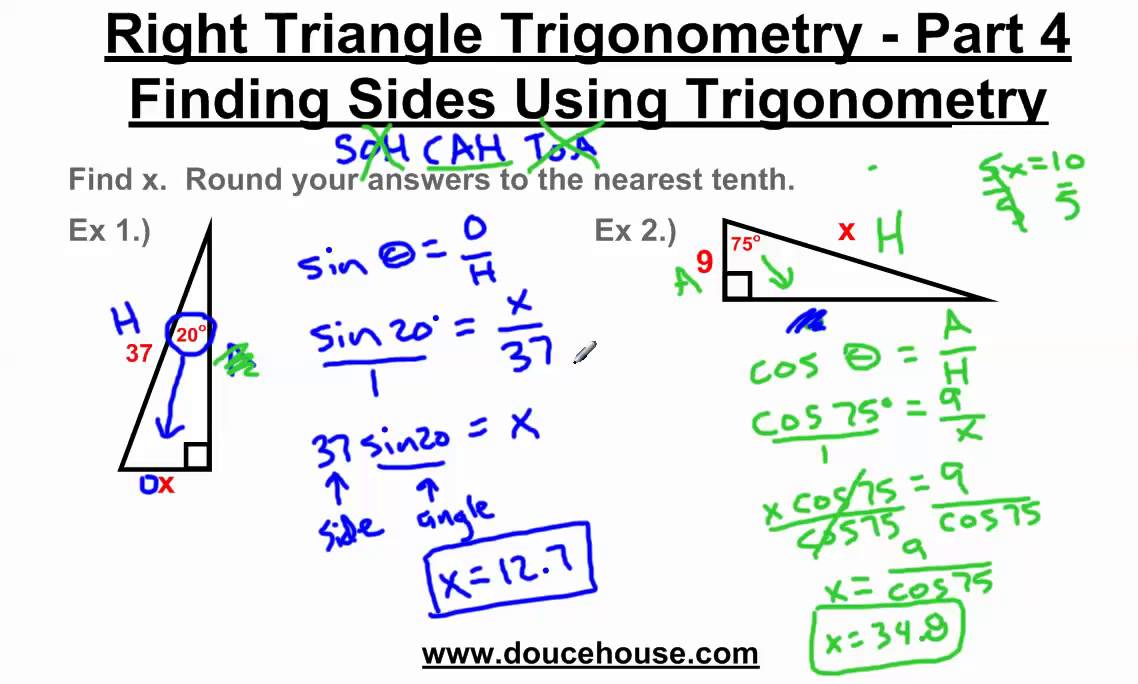 Right Triangle Trigonometry - Finding Sides - YouTube