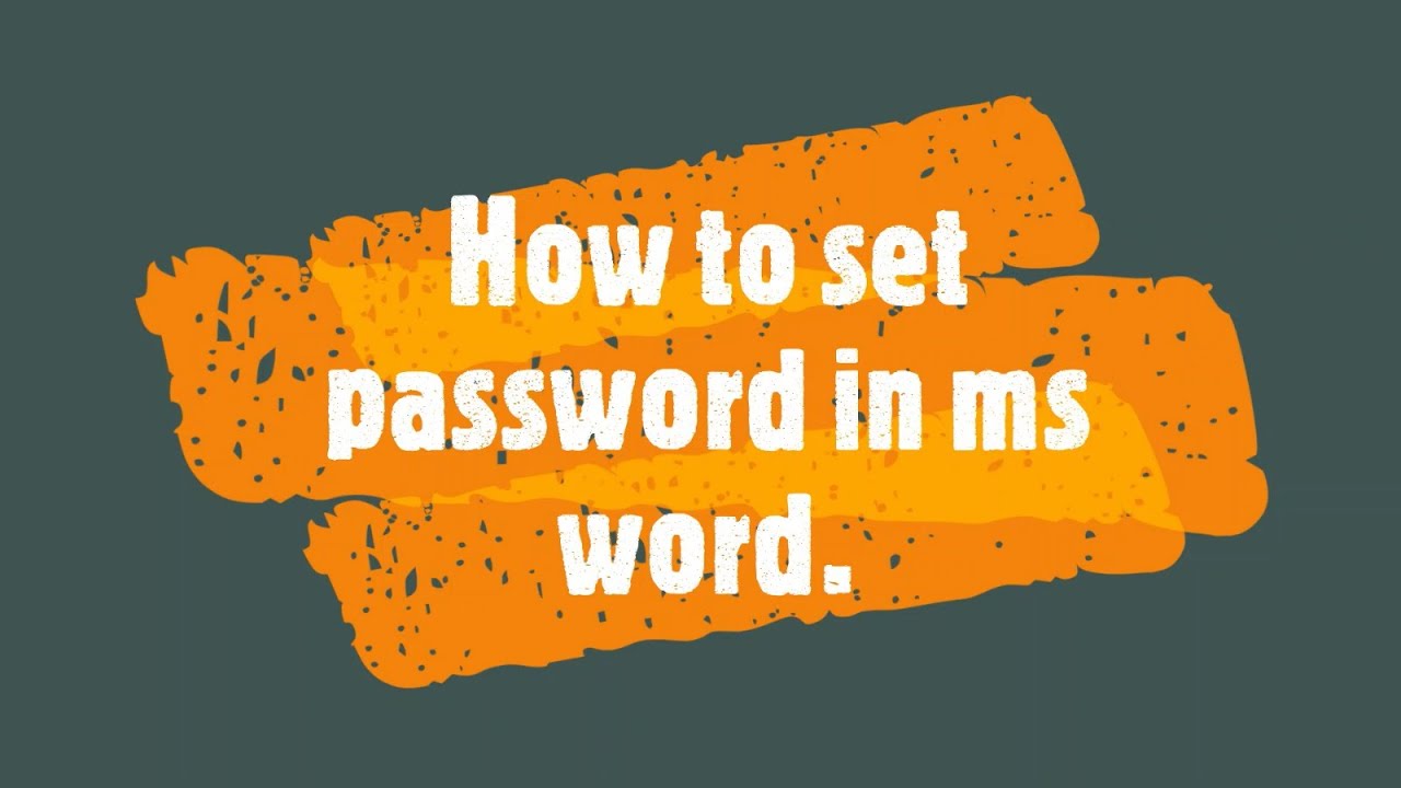 How To Set Password In Ms Word 2007