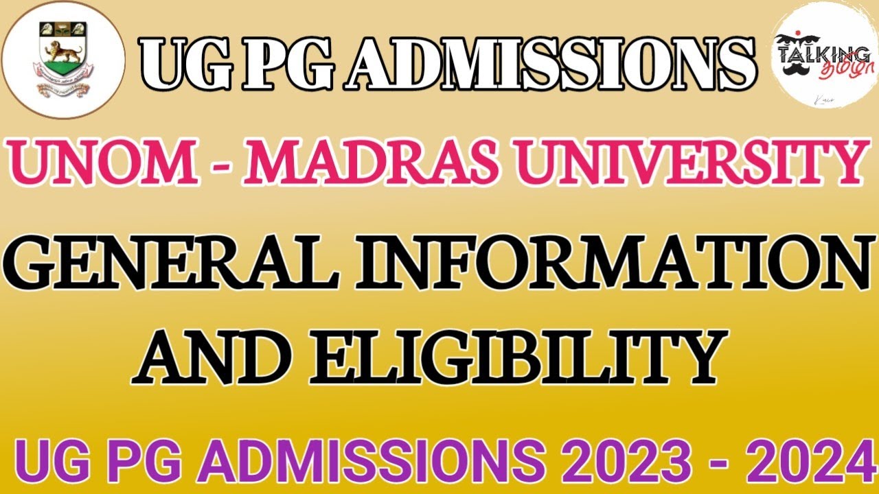 UNOM MADRAS UNIVERSITY UG PG ADMISSION 2023 PROSPECTUS unom-madras-university-ug-pg-admission-2023-prospectus