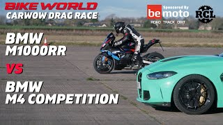 Carwow vs Bike World Drag Race | BMW M1000RR vs BMW M4 Competition (Watch To The End) by Bike World 27,151 views 3 months ago 15 minutes