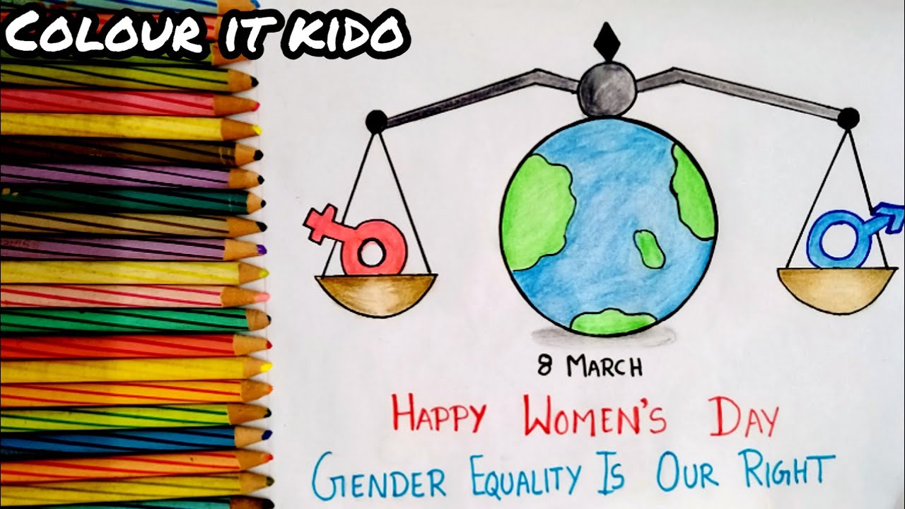 How to draw women's day poster | Women's day Drawing competition ...