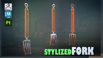 Stylized Fork 3D model with Maya 2025, Zbrush, and Substance Painter