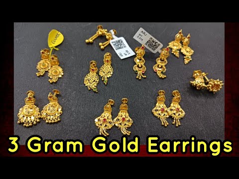 3 Gram ke gold earrings | 3 Gram gold earrings designs with price - YouTube