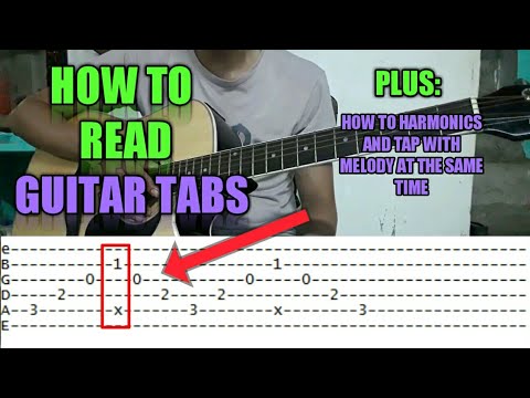 how to read guitar tabs, play harmonics and slap/strum (Tagalog)
