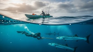 Spearfishing a Giant Marlin While Fighting Aggressive Sharks | Extreme Ocean Hunt