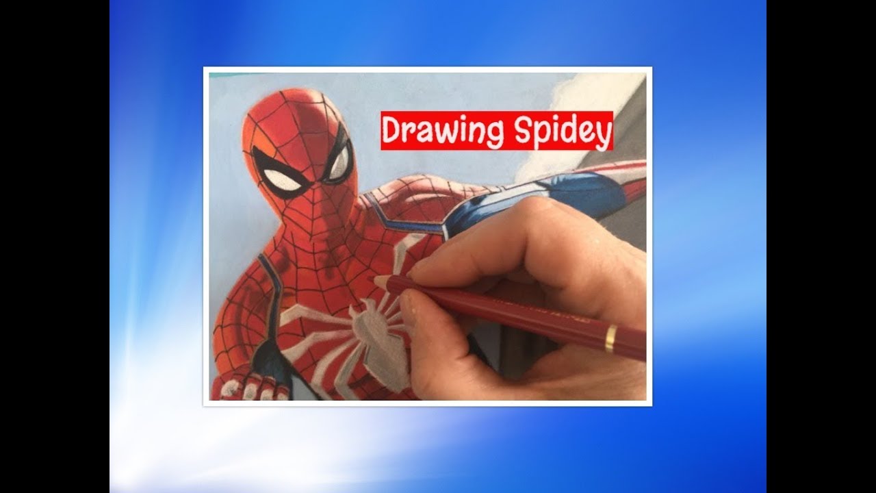 Drawing Spiderman in Coloured Pencil (PlayStation Game Version)