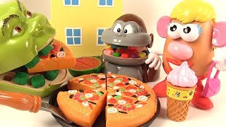 Shrek et le Singe Mangent de la Pizza avec Mme Patate