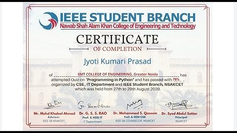 National level online quiz on Python programming |Online quiz on Python | Free E-certificate Quiz