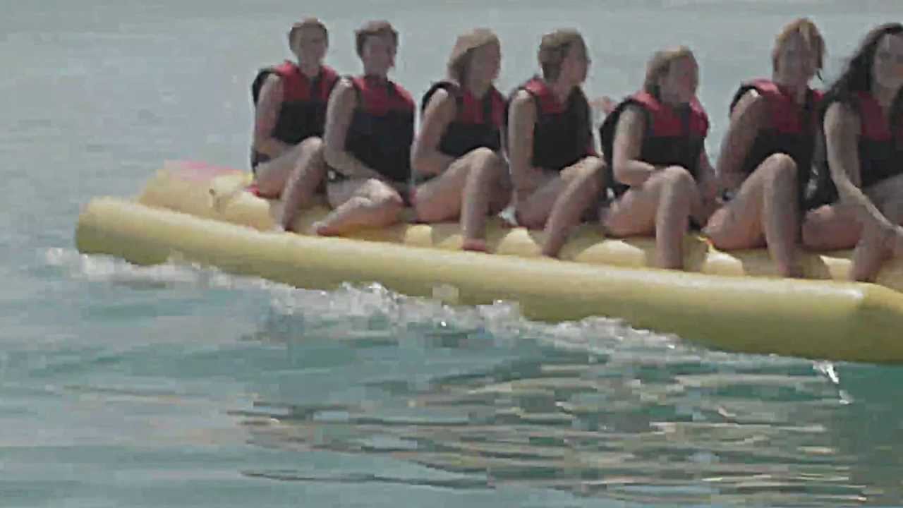 fun bananboat with girls crash at sea Antalya Turkey YouTube