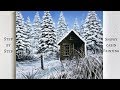 Snowy Cabin STEP by STEP Acrylic Painting (ColorByFeliks)