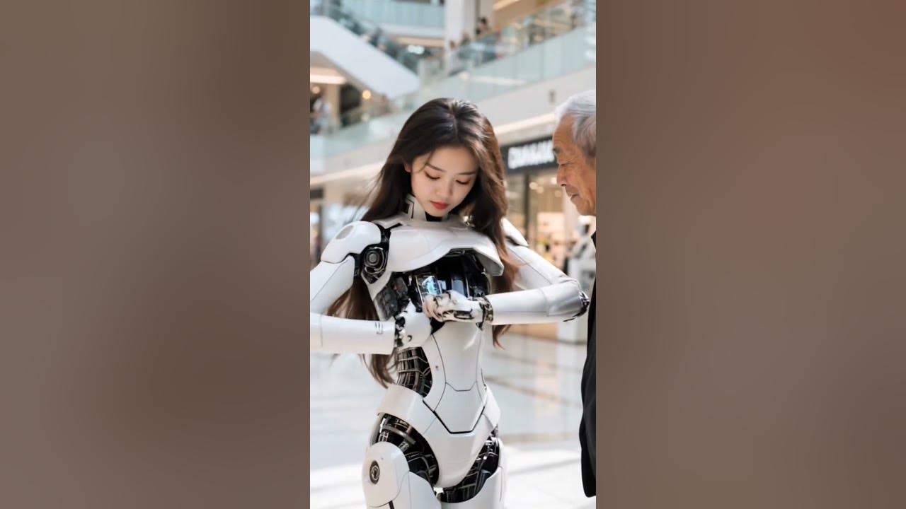 Beautiful female robot: Replace the battery #robot