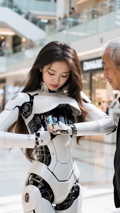 Beautiful female robot: Replace the battery #robot