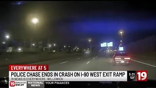 Police chase ends in crash on I-90 West exit ramp