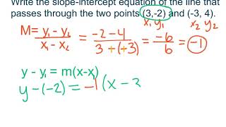 Writing equation of a line given two points